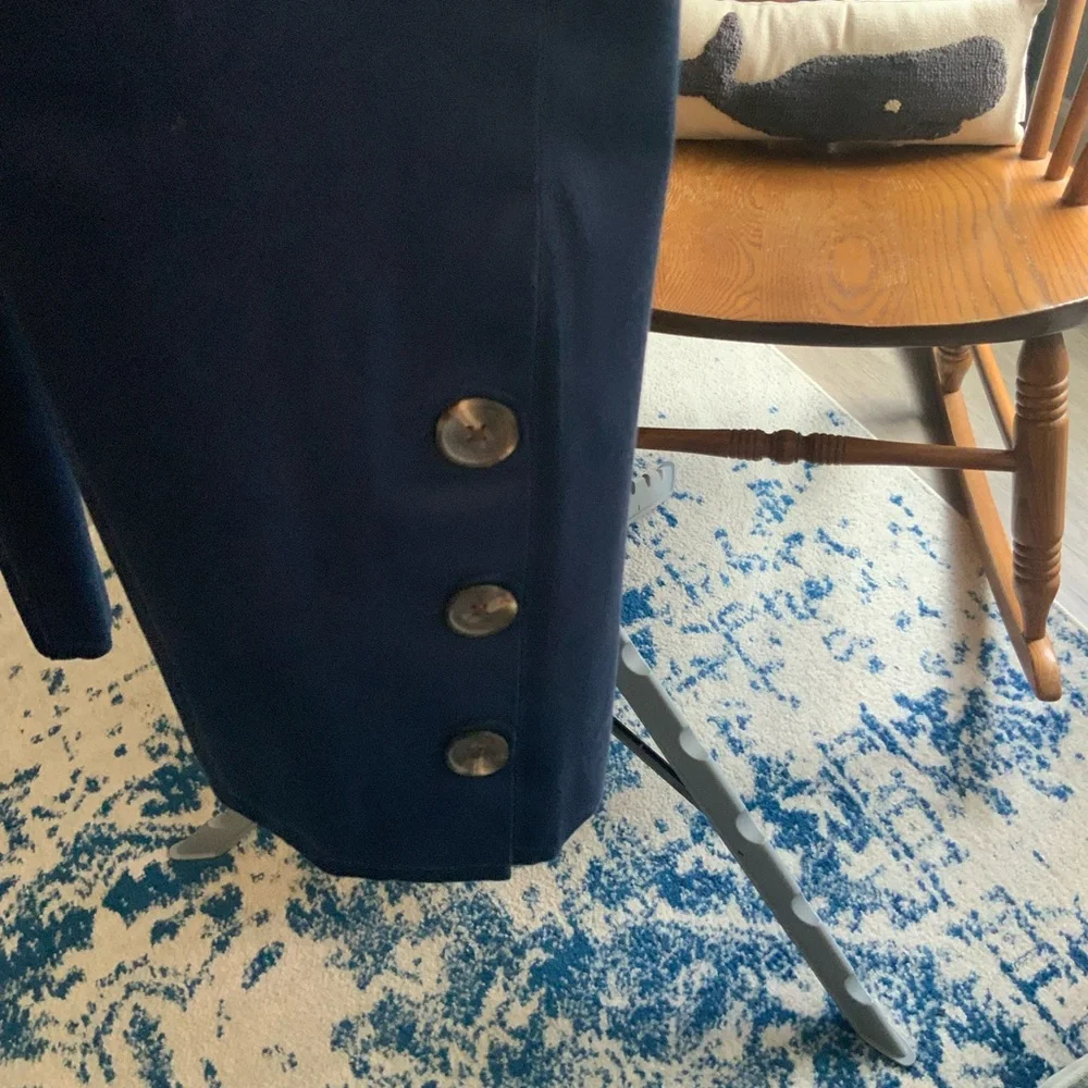 Isaac Mizrahi Navy Button-Detail Pants - Picture 2 of 4